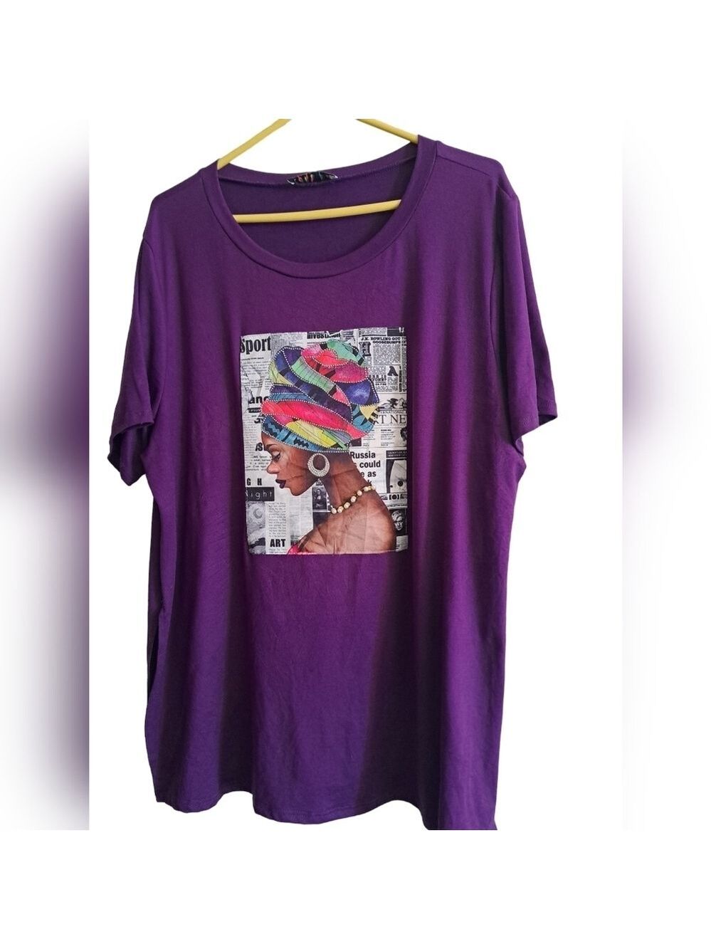 LOVE J bedazzled studded pearls Artsy short sleeve Top bohemian color purple 1X